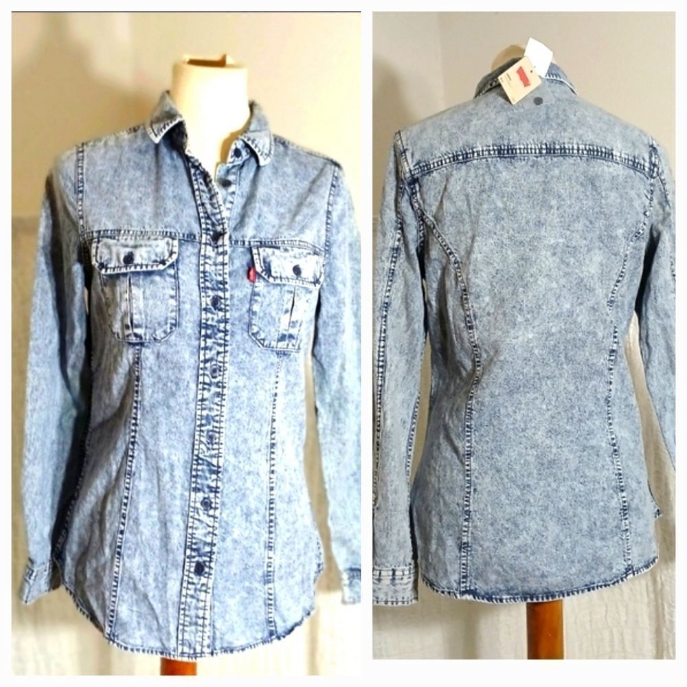 Levi's NWT Acid Wash Long Sleeve Shirt Size Small